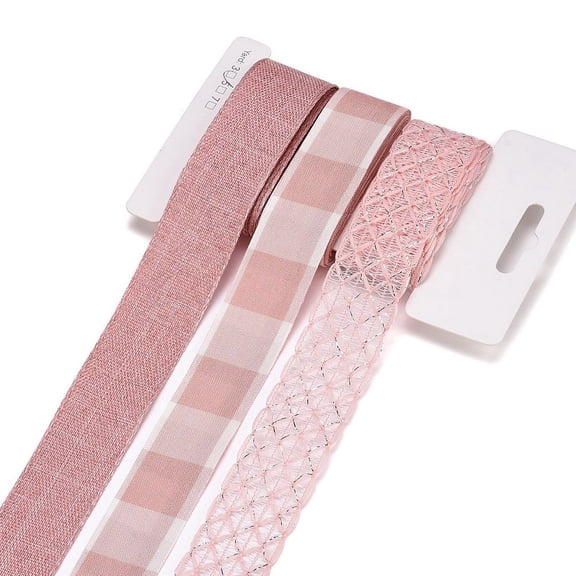 1Card 9 Yards 3 Styles Polyester Ribbon for DIY Handmade Craft Hair Bowknots and Gift Decoration Light Pink Palette Pink Mixed Color