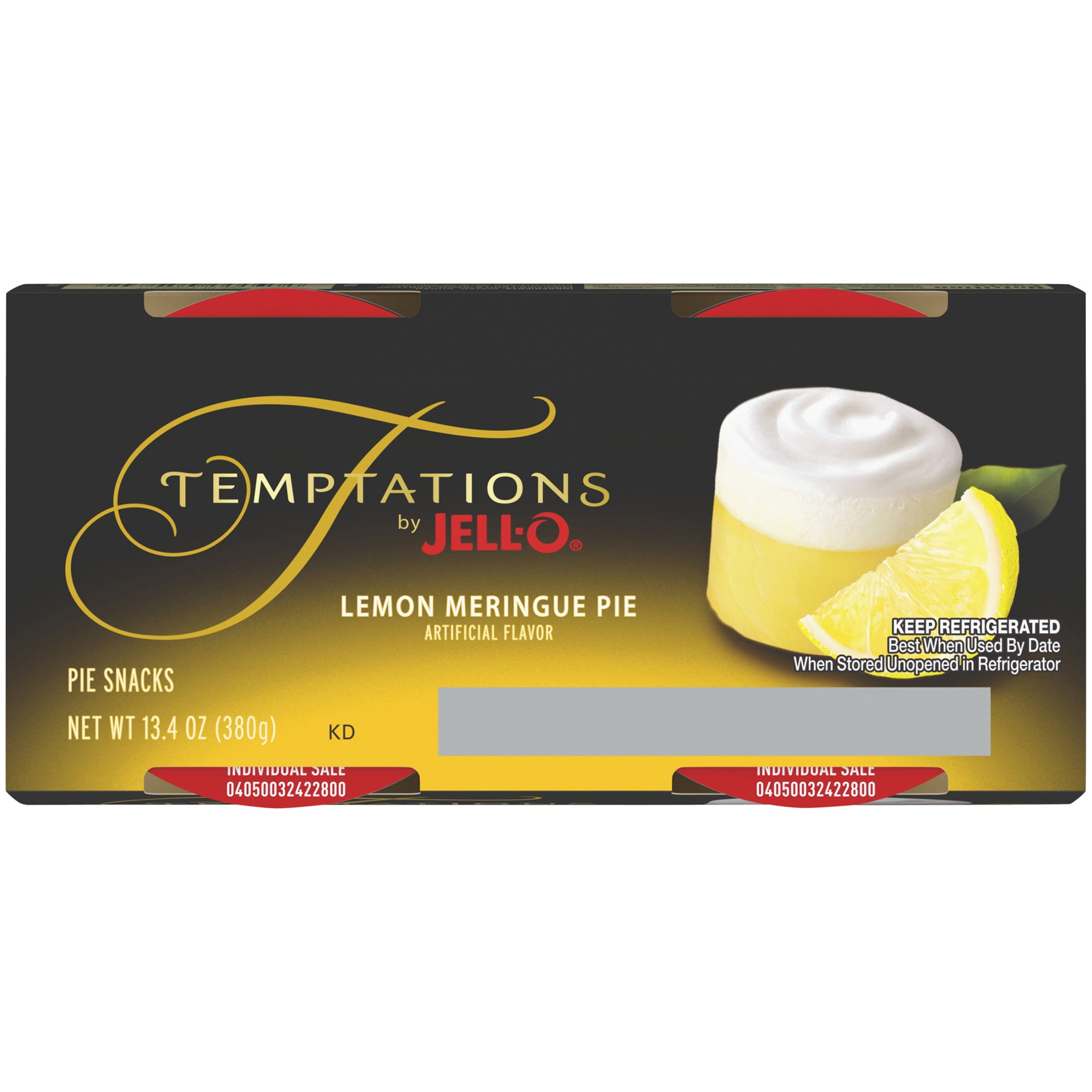 Jell-O Temptations Lemon Meringue Pie Pudding Cups Snack, 4 Ct Cups