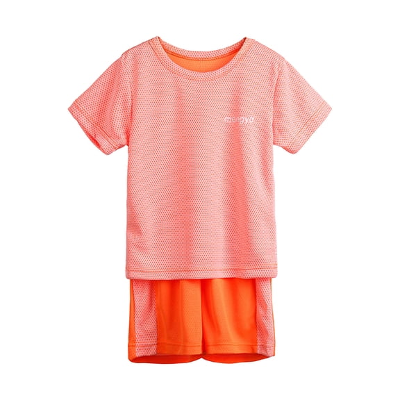 qucoqpe Boys Girls Mesh Quickly Dry Sports Suit 2PC Outdoor Running Hiking Breathable Football Sports Training Thin Color Blocking Singlet Top Shorts Sportswear 2-Piece Set Kids