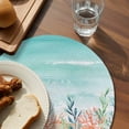thumbnail image 3 of Coastal Beach Round 13 Inch Placemats Set of 2, Ocean Wave Summer Sea Starfish Coral Teal Beige HeatResistant Non Slip Place Mats for Dining Table, Wipeable Kitchen Table Mats for Housewarming, 3 of 9