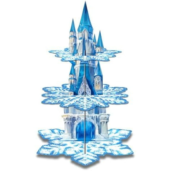 3 Tier Cupcake Stand for Ice Birthday & Winter Snow Party Decor, Snowflake Cupcake Holder Stand Winter Wonderland Baby Shower Supplies