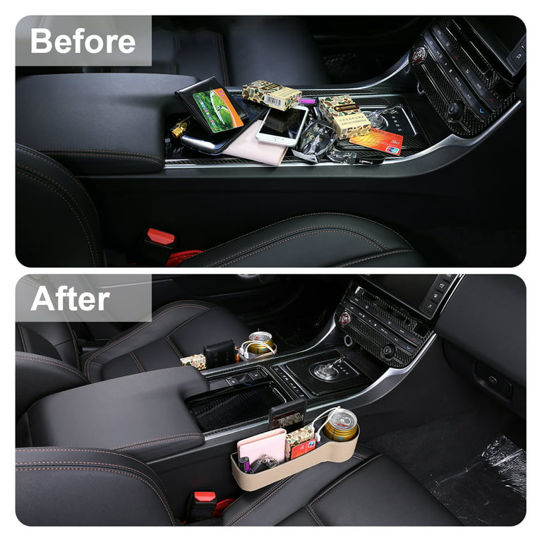 Car Seat Gap Filler Organizer,Car Seat Organizer,Auto Console Side Storage  Box with Cup HoldersSeat Hooks,Car Organizer Front Seat 