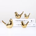 thumbnail image 2 of Nordic Home Decoration Accessories Bird shaped Table Desktop Decoration Model Room Bookshelf Decoration 4 Golden Ceramic Birds with a Vase, 2 of 6