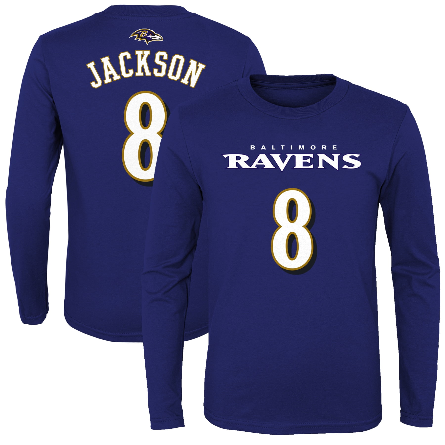 Lamar Jackson Baltimore Ravens Youth Mainliner Name & Number Long Sleeve T-Shirt - Purple 