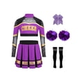 thumbnail image 3 of TiaoBug Kids Girls Cheerleading Outfit Sparkle Cheer Crop Top with Pleated Skirt & Flower Balls Socks Hairband Purple 10, 3 of 6