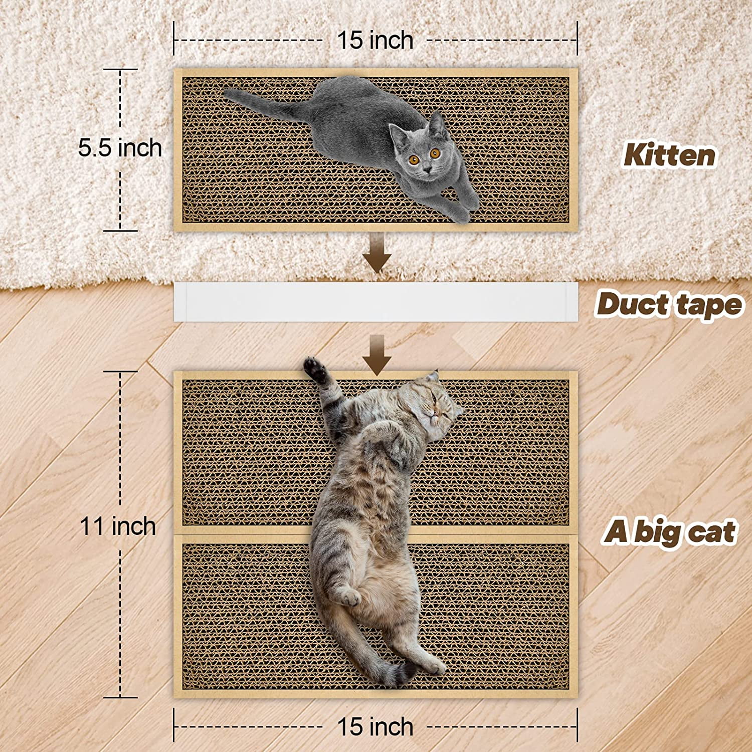 THBN HappyFreeSX Splicing Cat Scratch Pad: Cat Scratchers for Indoor Cats and Kitten, 2 Pack Cat Scratching Pad, Cat Scratcher Cardboard, Cat Scratching Pad, Premium Scratch from Cats, Double-Sided D