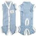 thumbnail image 4 of TONY HOBY Pet Dog Pajamas Stripes 4 Legged Dog Pjs Jumpsuit Soft Cotton Dog Clothes for Male Dog Blue, M, 4 of 10