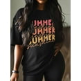 thumbnail image 2 of Women's T-Shirt SUMMER Sunshine Coral Red Ombre Simple Short Sleeve Casual Tee Classic Crew Neck T Shirt for Women Black, XL, 2 of 7