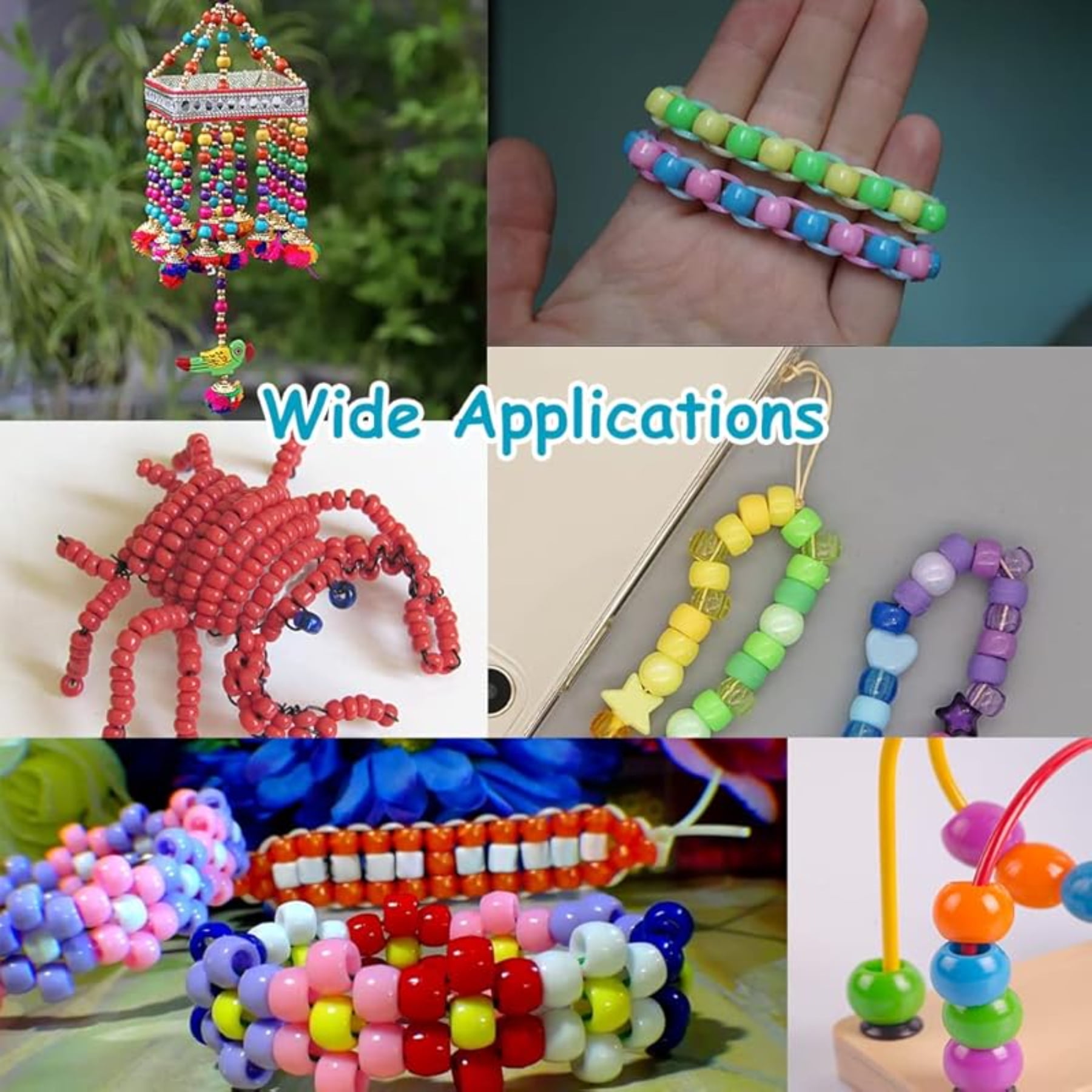 4000 Pcs Bulk Pony Beads for Jewelry Making, 6x9mm Colorful Plastic Craft Beads for DIY Bracelets, Keychains and Hair Accessories