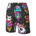 thumbnail image 5 of Kll Rainbow Unicorn And Cat Icecream Men'S Casual Summer Beach Shorts Hawaiian Shorts With Pockets-Small, 5 of 9