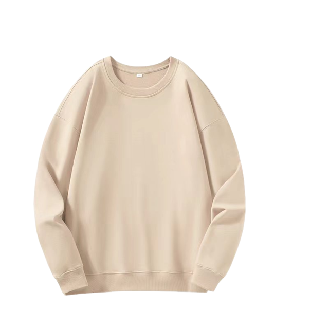 Spring and Autumn Cotton Hip-Hop Round Neck Solid Color Sweater Off-shoulder Long Sleeve Nude Shirt