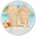 thumbnail image 1 of Summer Sand Flip Flops Roundie Fringe Beach Towel, 1 of 3