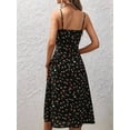 thumbnail image 6 of Women'S Floral Summer Dress Spaghetti Strap Midi Dress Backless Split Dress Vacation Beach Boho Dress Black XXL, 6 of 7