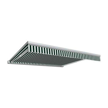 Awntech KWR12-US-KW 12 ft. Key West Full Cassette Right Motorized Retractable Awning, Black & White - 120 in.