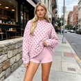 thumbnail image 2 of Women Polka Dot Hoodie Oversized Fleece Hooded Sweatshirt Long Sleeve Drop Shoulder Graphic Print Hoodies with Pocket S, 2 of 5