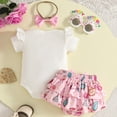 thumbnail image 6 of Akiihool Baby Girl Winter Outfits Baby Girl Clothes Infant Summer Outfits Set Ruffle Sleeve Romper and Floral Shorts with Headband Pink,9-12 Months, 6 of 8