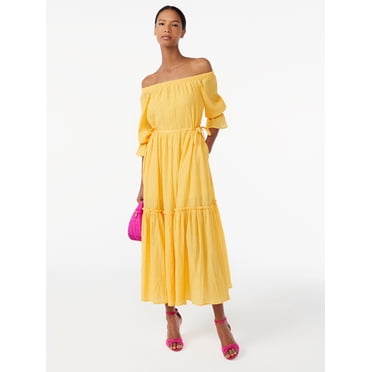 Scoop Women's Voluminous Off Shoulder Maxi Dress