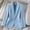 Blue, variant on Drovellove Women's V Neck Tweed Blazer Jacket Long Sleeve Lapel Button Down Chic Cardigan Coat for Work Office Business Travel