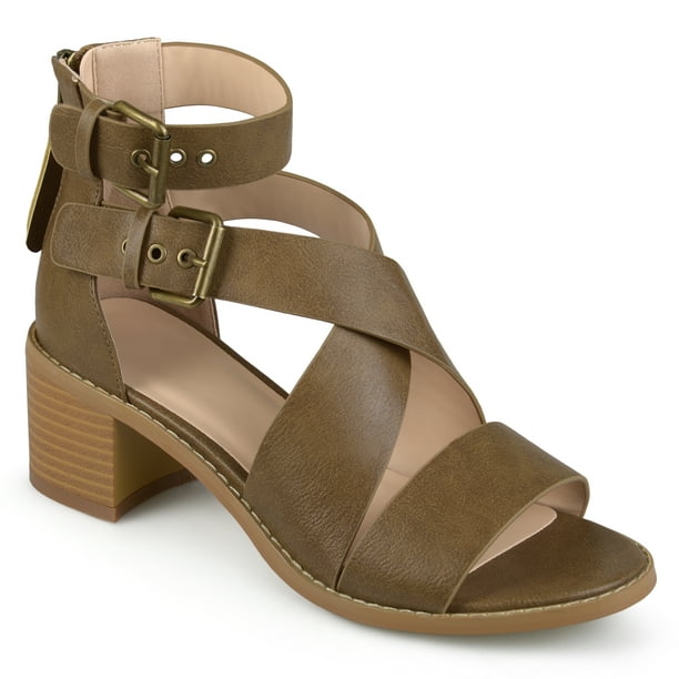 Brinley Co. - Womens Stacked Wood Heel Faux Leather Double Ankle Strap ...
