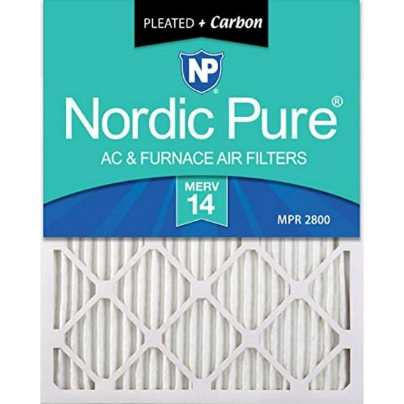 Nordic Pure 10x24x1 MERV 14 Pleated Plus Carbon AC Furnace Air Filters 2 Pack