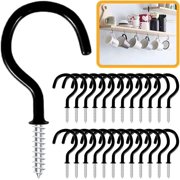 28 Pack Ceiling Hooks Screw Black, Vinyl Coated Screw in Wall Hooks, Cup Hooks, Screw in Hooks for Mugs, Hanging Plant Indoor & Outdoor Use (1.45 Inch Black)