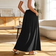 thumbnail image 6 of JGGSPWM Women's Fashion Long Skirts Flowy High Waist A Line Maxi Skirts Solid Color Casual Summer Pleated Midi Skirt with Pocket Black S, 6 of 7