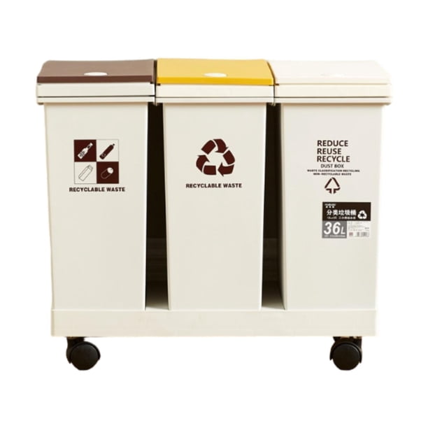 Cubo de basura de cocina con ruedas, contenedor de basura rectangular, impermeable. 36 litros