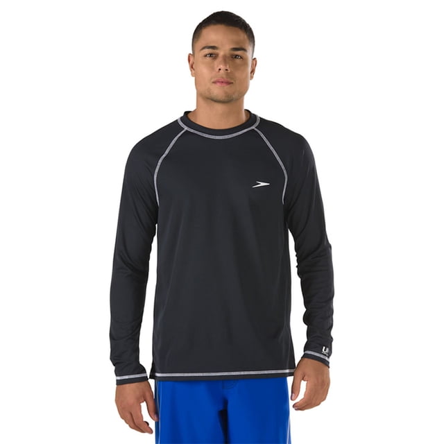 Playera Speedo Hombre Natación Manga Larga Negro