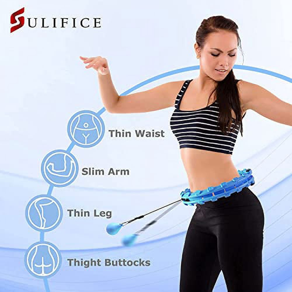 Sulifice Smart Weighted Hula Hoop for Exercise and Weight Loss, 24 Knots, Blue