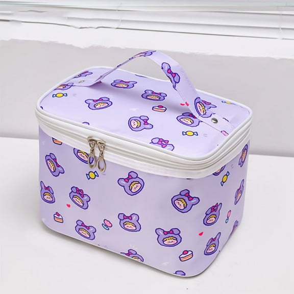 Outdoor Women Travel Organzier Rabbit Wash Handbags Cartoon Travel Kawaii Makeup Bags Bear Cosmetic Bags Storage Toiletry Bag Cosmetic Cases PURPLE