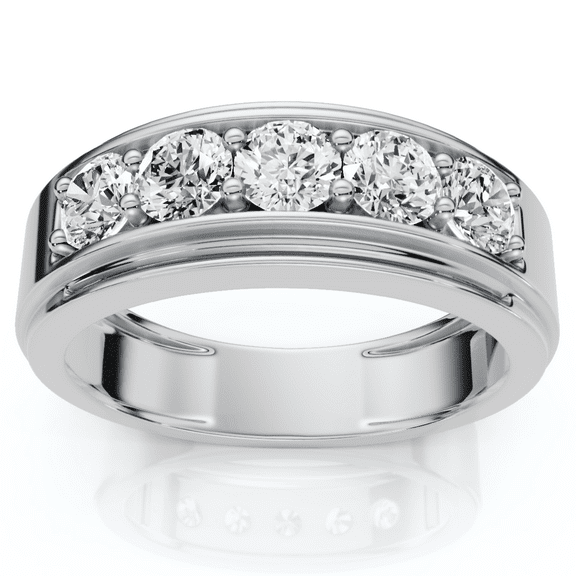 Pompeii Men's 1Ct TW Five Stone Diamond Wedding Ring 14k Gold or Platinum Lab Grown