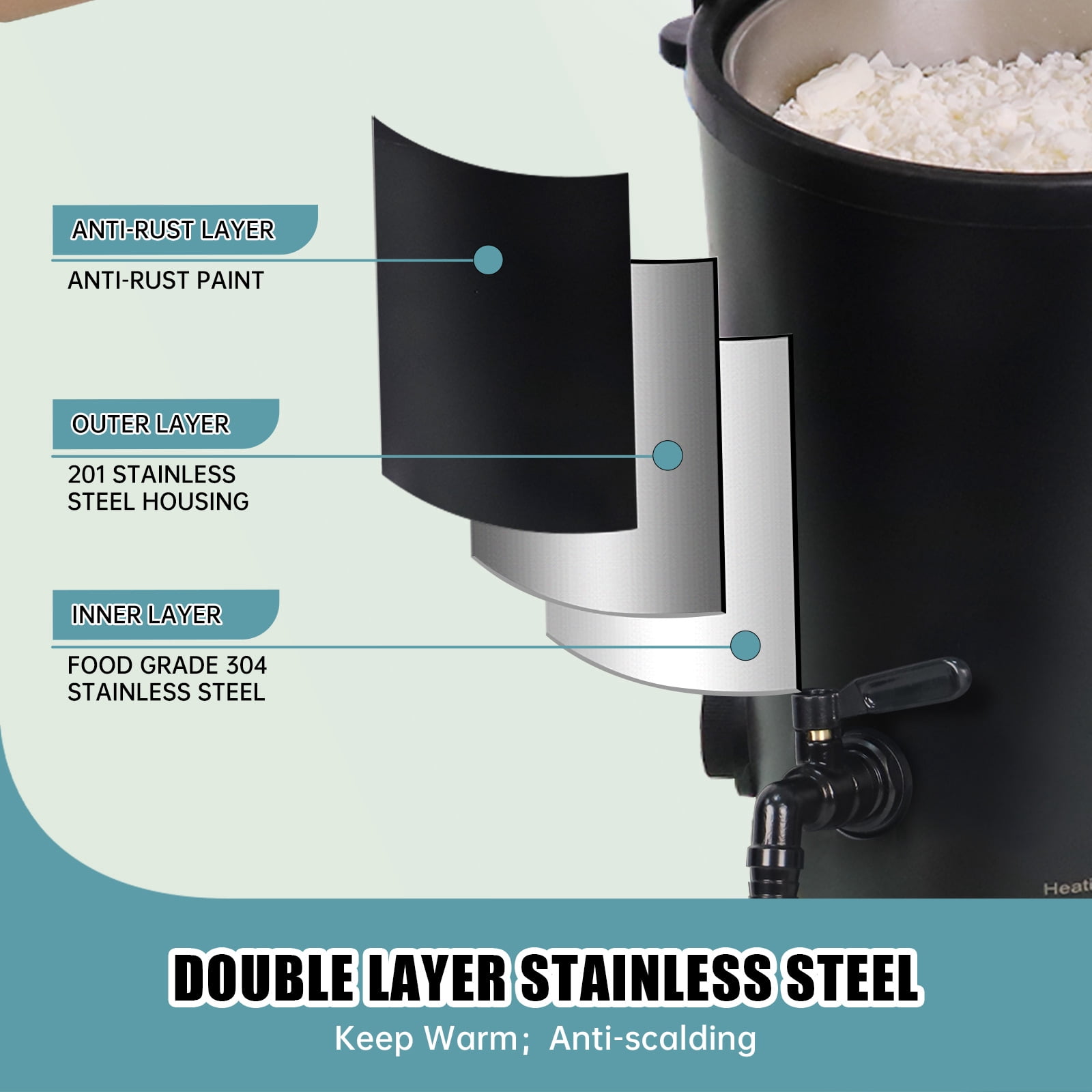 TOAUTO WMF-5L Wax Melter for Candle Making - Candle Wax Melting Pot with Faster Pour Spout and Temperature Controller, No Cloggy and Easy Clean Up