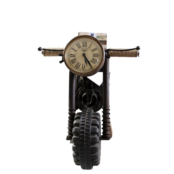Motor Bike Clock Hand Crafted Iron and Wood