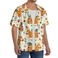 thumbnail image 4 of Vsdgher Squirrel With Colorful Tail Print Men's Wrinkle Free Untucked Cuban Shirt Business Casual Button Down Shirts Short Sleeve Shirt, 4 of 7