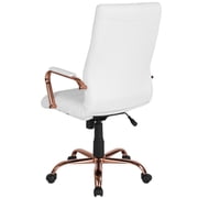 Flash Furniture Whitney High-Back Swivel LeatherSoft Desk Chair with Armrests, White/Rose Gold