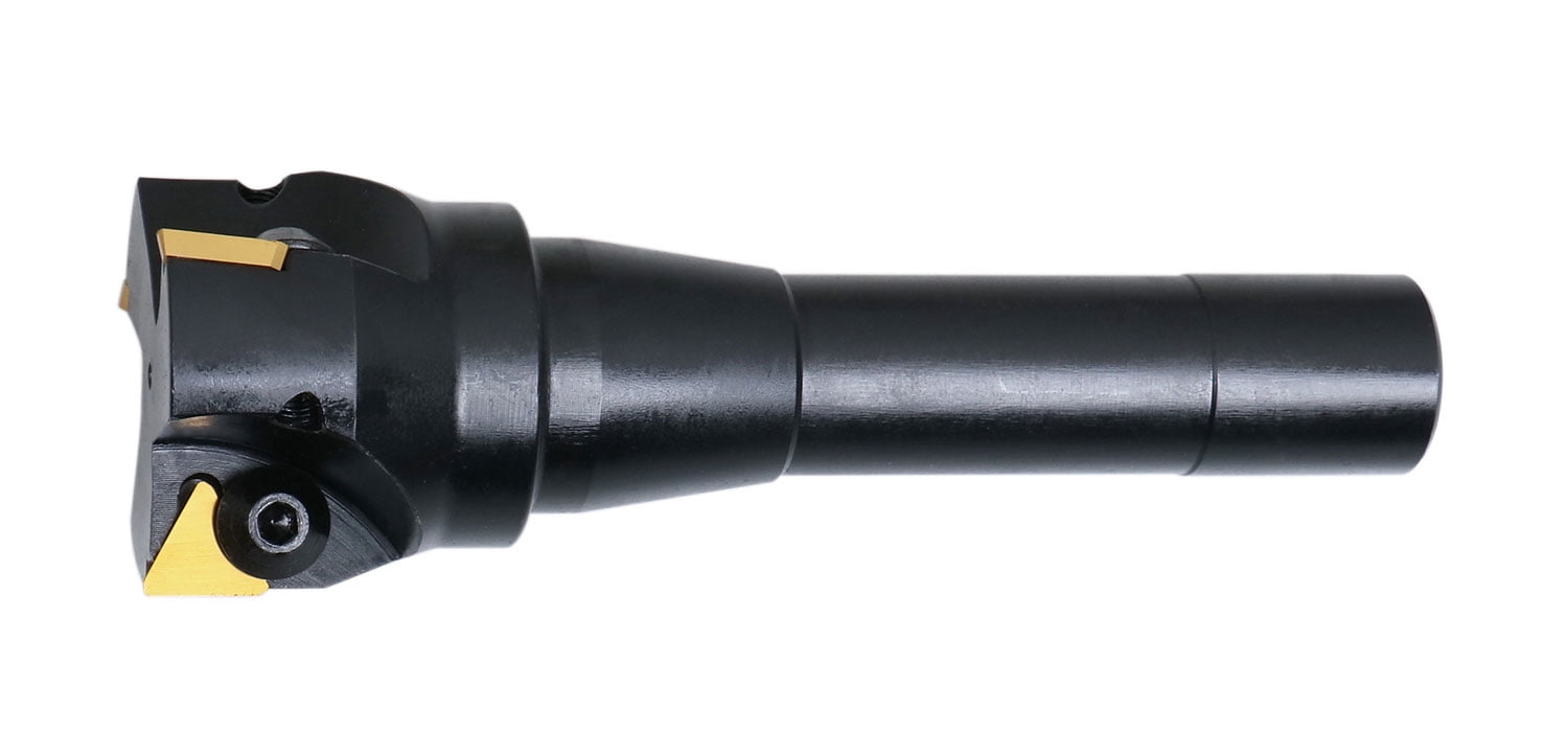 Accusize 2'' Carbide Indexable End Mill, R8 Shank, with 3 Pc Tpg 322 Inserts, 0046-0916
