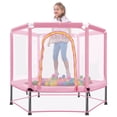 thumbnail image 4 of ARCTICSCORPION Mini Trampoline for Kids with Safety Enclosure Net and Pit Balls, Pink, 55.00" x 55.00" x 43.00", 4 of 7
