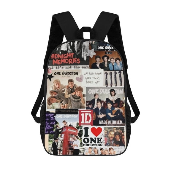 17 Inch Casual Shoulder Bookbag, One Direction Backpack Knapsack Travel Bag Outdoor Hiking