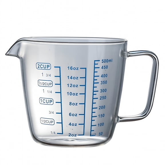 ACDANC Glass 250ML/500ML High Borosilicate Heat-Resistant Measuring Cup with Handle,Transparent