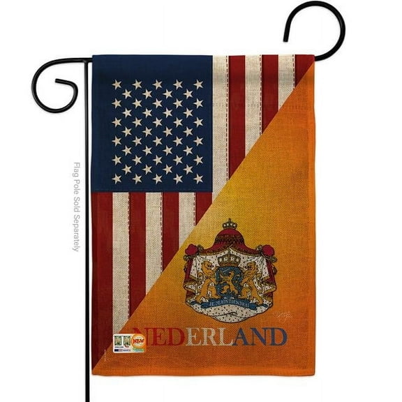 Breeze Decor BD-FS-G-108384-IP-DB-D-US16-BD 13 x 18.5 in. US Dutch Friendship Burlap Flags of the World Impressions Decorative Vertical Double Sided Garden Flag