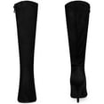 thumbnail image 2 of BLISSFUL STEP Women's Boots Faux Suede Knee High Pointy Toe Stiletto Heel Dress Boots Black 6, 2 of 7