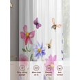 thumbnail image 6 of Colorful Wildflower Sheer Curtains 84 inches Long 2 Panels Set Bee Butterfly Purple Blue Pink Plant Sheer Window Curtain Rod Pocket Voile Drapes for Living Room/Bedroom, Each 52" W x 84" L, 6 of 7