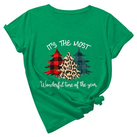 

Long Sleeve Shirts for Women Long Sleeve Crop Top Women s Crew Neck T-shirt Lattice Christmas Tree Print T-shirt Short Sleeve T-Shirt Tops Going Out Tops Square Neck Tops for Women Green L