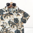 thumbnail image 6 of Nwiuh Boy Shorts Sets Hawaiian Outfit Kid Floral Short Sleeve Shirt Top+shorts Suits(Beige, 9-10 Years), 6 of 7