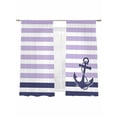 thumbnail image 2 of Anchor Purple Semi Sheer Curtains 72 Inch Length 2 Panels Set, Modern Navy Blue White Striped Nautical Sheer Kitchen Curtain Privacy Voile Window Curtain for Living Room Bedroom Rod Pocket Drapes, 2 of 7