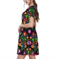 thumbnail image 2 of Easygdp Traditional Floral Polish para Vestido Transpirable de Mujer, Vestido Suelto de Manga Corta con Pliegues y Bolsillos para el Verano, 2 of 6