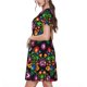 thumbnail image 2 of Disketp Traditional Floral Polish para Vestido de Manga Corta para Mujeres, Vestidos de Verano para Mujeres, Casual y Holgado para la Playa, 2 of 6