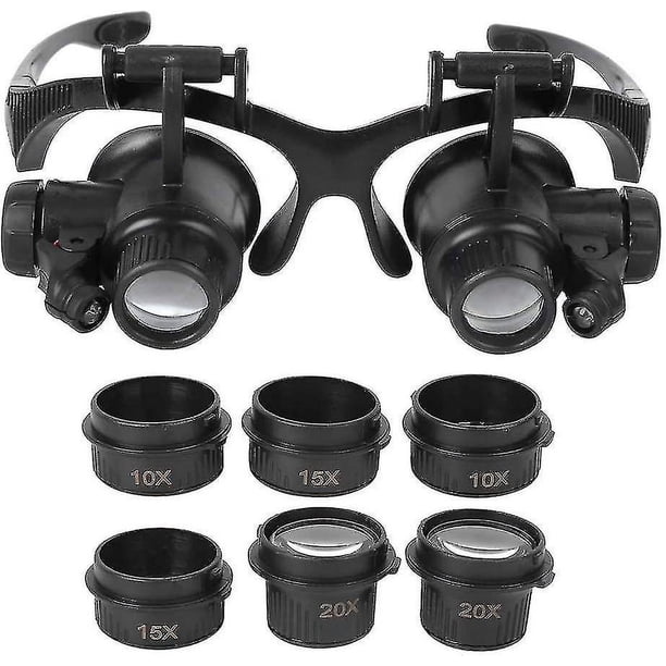 Lupa Para Cabeza Recargable Con Luz LED - Incluye 4 Lentes Intercambiables (1.5X, 2.5X, 3.5X, 5X), Ideal Para Joyería, Manualidades Y Reparaciones