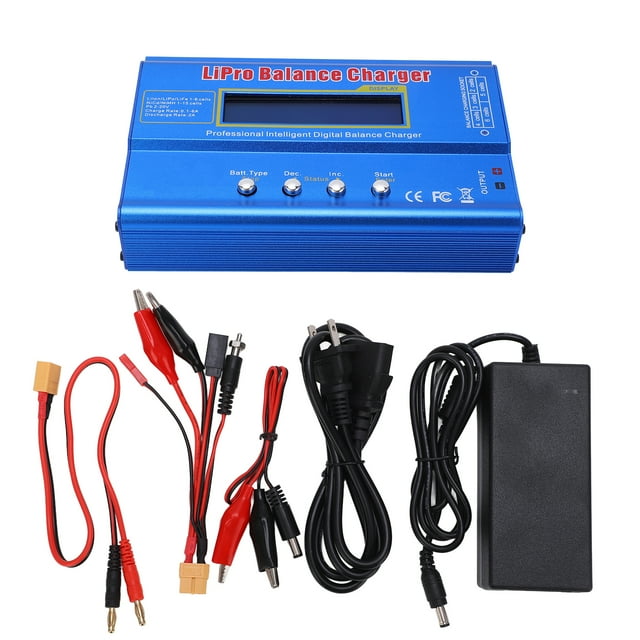 Cargador de equilibrio multifuncional B6 80W con enchufe estadounidense de 100-240V con conector XT60 para modelo de avión
