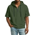 thumbnail image 5 of CCRFTGI Short Sleeve Hoodies for Men Casual Solid Hooded T-Shirts Quater Zipper Drawstring 2026 Summer Shirt for Men Fashion Athletic Sweatshirts Army Green XL, 5 of 8